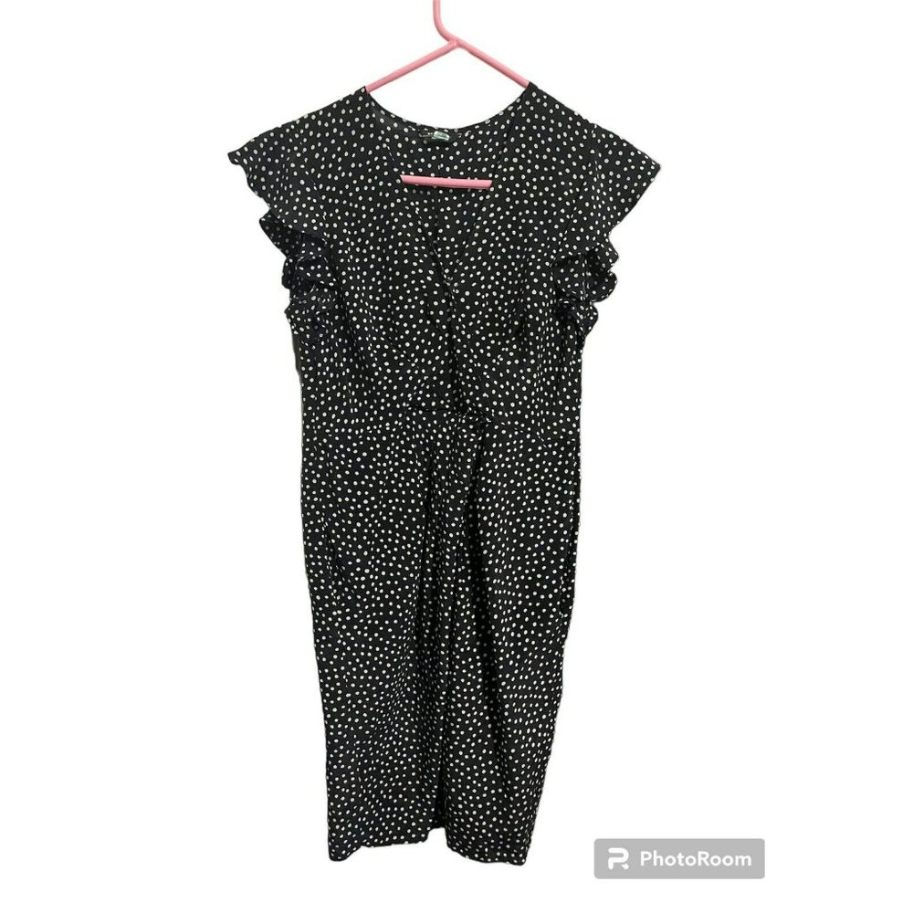 MAX MARA 100% SILK Weekend Navy Polka Dot DRESS 40/ US 06 Pockets Tie